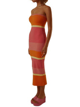 Women's Wedding Guest Formal Dress Party Formal Dress Bodycon Midi Formal Dress Orange Sleeveless Color Block Print Summer Spring Strapless Party Wedding Guest Vacation Summer Formal Dress